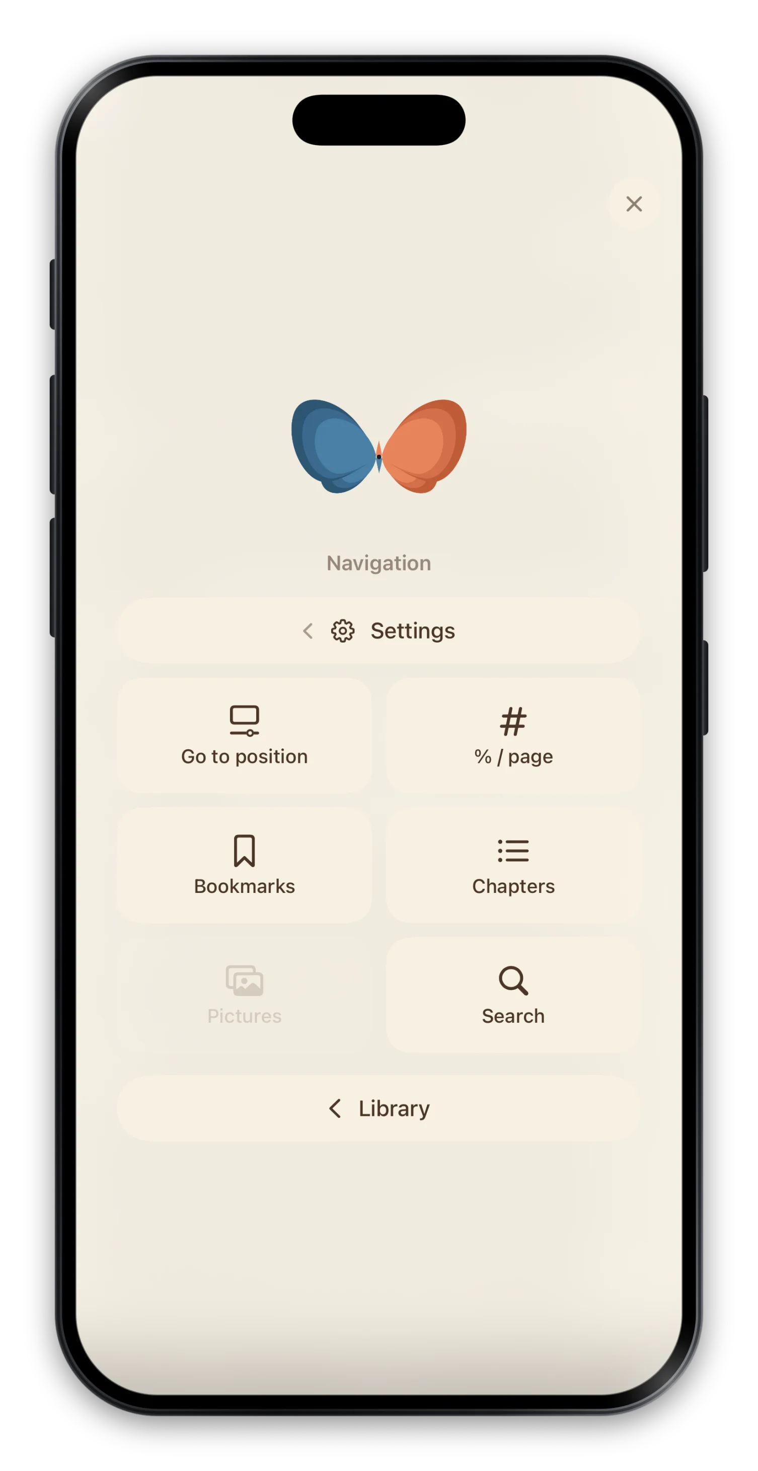 iPhone: the navigation tiles opened from a corner