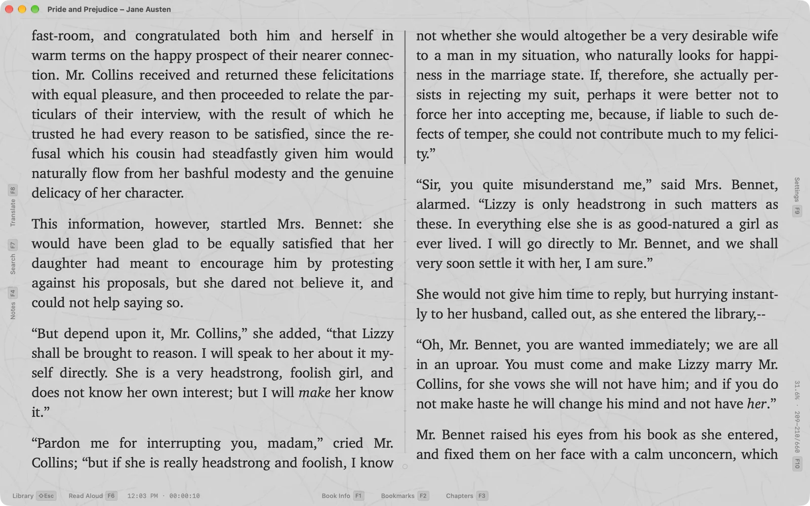 The Professional reader on the Mac: two columns on the desk, panels and docks at hand