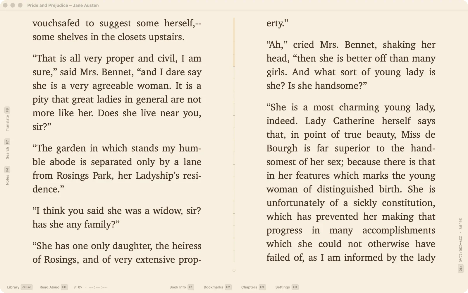 A two-page spread with the reading line standing in the gutter between the pages